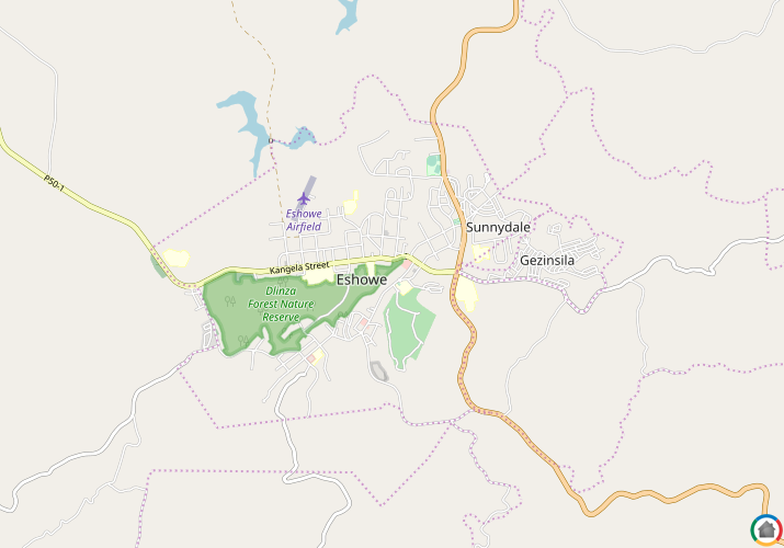 Map location of Eshowe